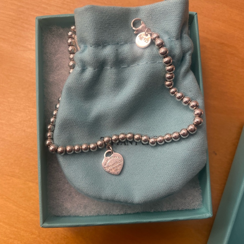 Tiffany heart tag bead bracelet